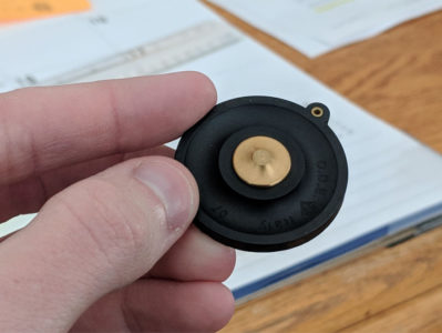 Bottom view of diaphragm for water inlet solenoid valve for a humidity control high pressure pump