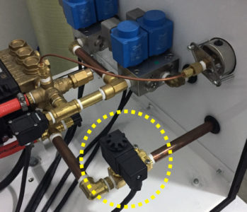 Supply water inlet solenoid valve (installed) for high pressure humidity control system