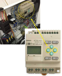 Image showing how to reset orange maintenance light on Pump PLC