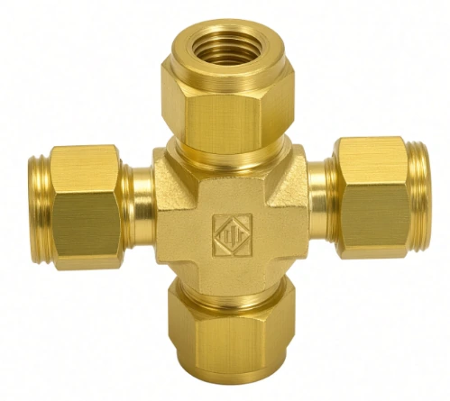 3/8" brass four-way cross — reference image
