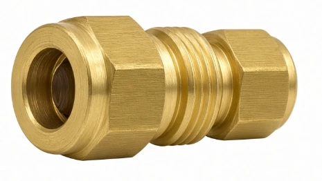 1/2" × 3/8" brass compression reducing union — reference image