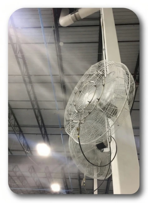 FanMist installation example — fans with mist rings
